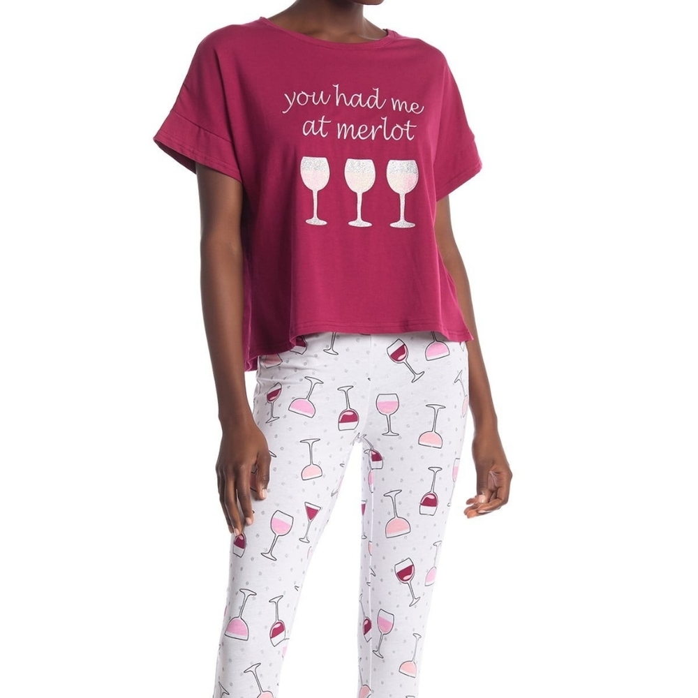PJ Couture You Had Me at Merlot Pajama Set